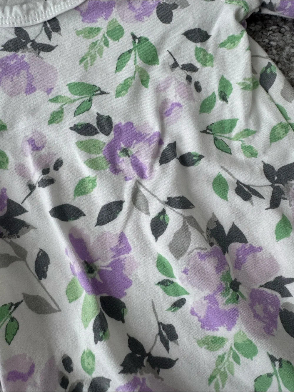 ✨Baby Essentials- Knotted Baby Gown with Lavender Floral and Green Leaves